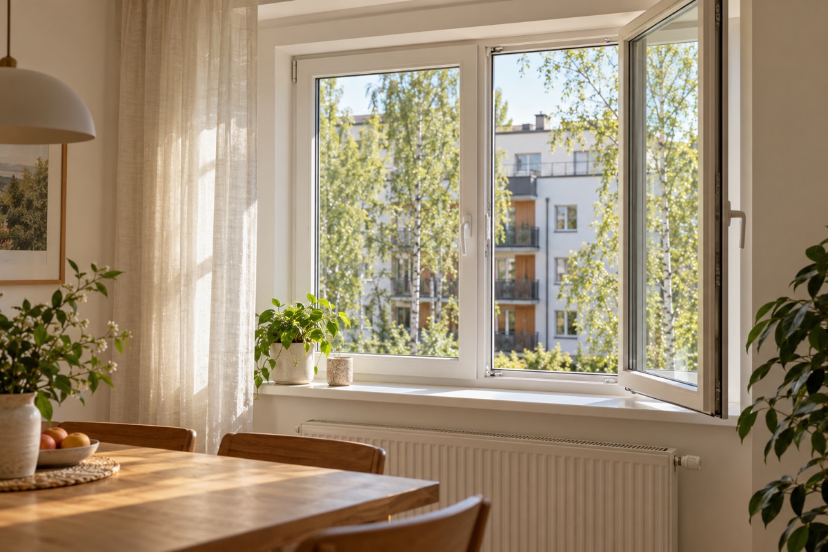 Korteri avatavad aknad ja vaade naabermajale